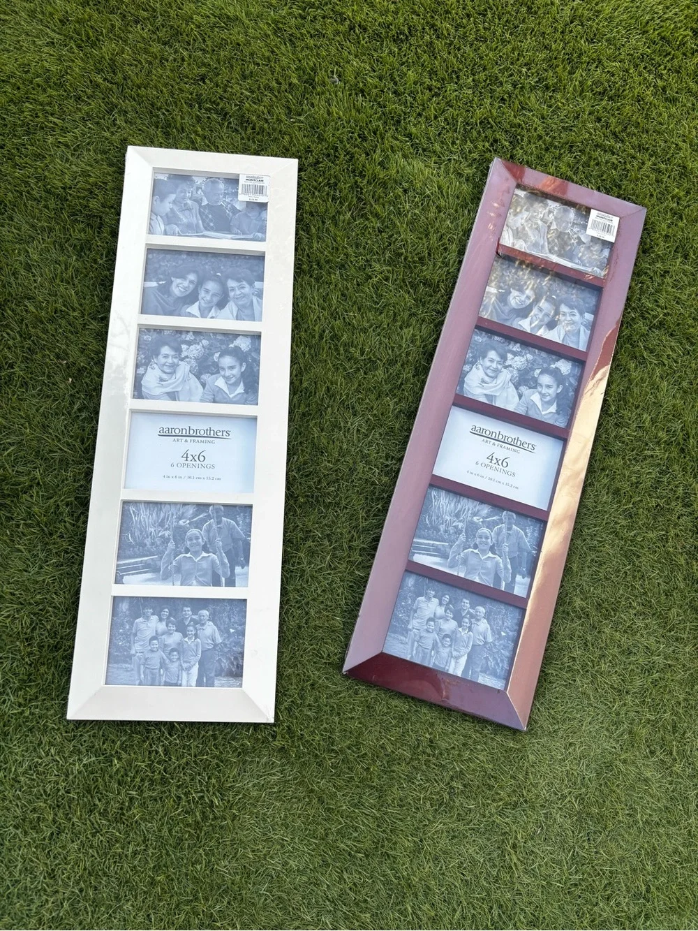 6 tier Photo Frame x2 - White and Mahogany